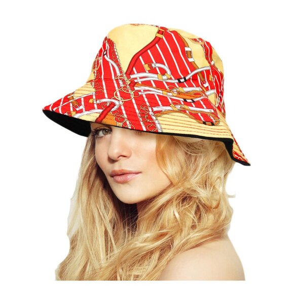 Tigerstars Multi Red Chain Pattern Reversible Bucket Hat - Picture 1 of 3